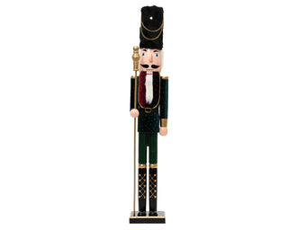 Green Velvet with Glitter Spots Nutcracker Holding Sceptre 48cm