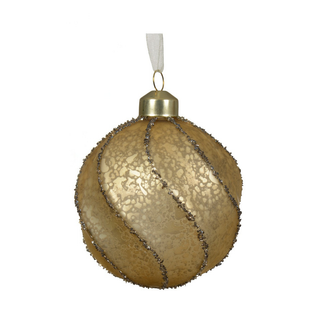 Matt Gold Glitter Swirl Lines Bauble
