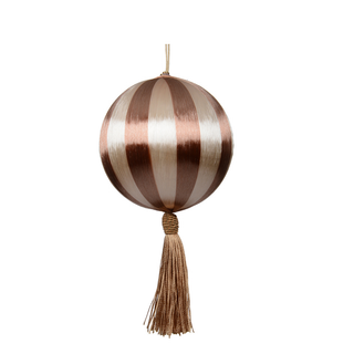 Chocolate & Pearl Stripe with Tassle Bauble