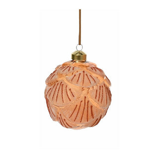 Rust Frosted Leaf Bauble 8cm