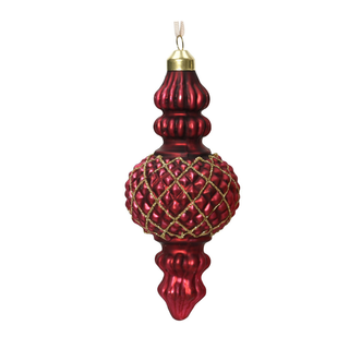 Oxblood Trellis Glitter Design Ornate Tree Decoration