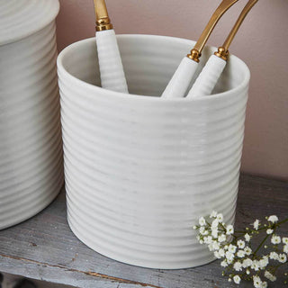 Large Oval Utensil Jar White