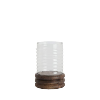 Malda Mango Wood & Glass Hurricane 26cm