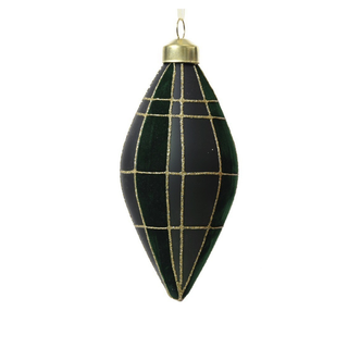 Matt Green Gold Check with Velvet Finial