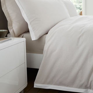 Seersucker Woven Stripe Natural Double Duvet Set