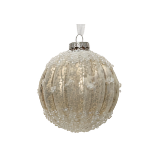 Winter White Antique Finish with Beading Bauble