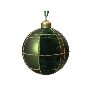 Matt Green Gold Check with Velvet Bauble