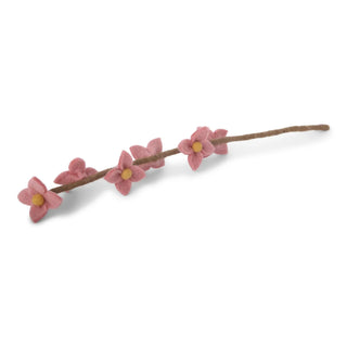 Felt Flowers on Stalk Dusky Red