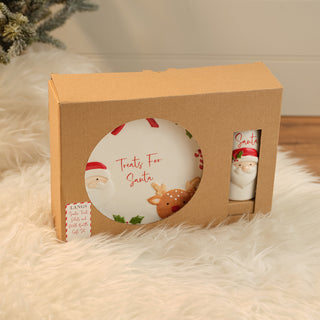 Embossed Santa Treat Plate & Milk Bottle Set