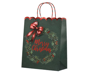 Merry Christmas Red Foil Scallop Top Gift Bag Lrg
