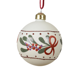 Matt White Sprigs with Bow Bauble