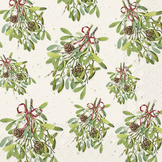 Mistletoe Bunches Cream Lunch Napkins