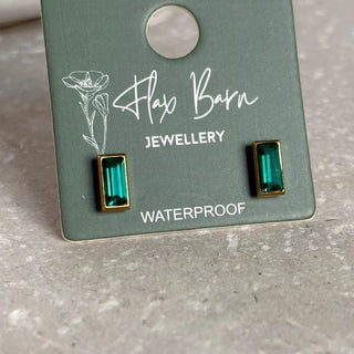 Tarnish Resistant Oblong Green Zirconia Studs