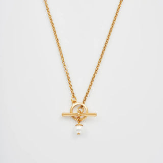 Pansy Pearl Gold Toggle Necklace