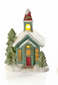 Green Resin LED Church Ornament