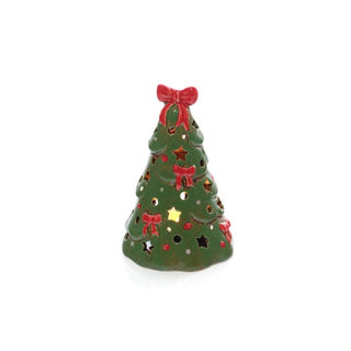 Stoneware Tree with Bows Candle Holder