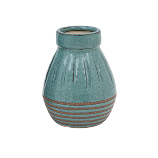Southwold Ribbed Ceramic Vase Teal Sml