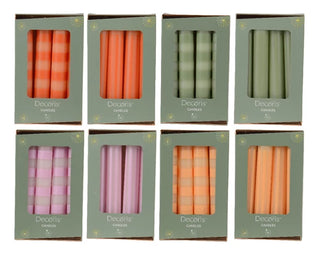 Orange Thin Striped Dinner Candle 4Pk