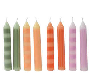 Orange Thin Striped Dinner Candle 4Pk