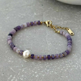 Tarnish Resistant Purple Stone and Bead Bracelet