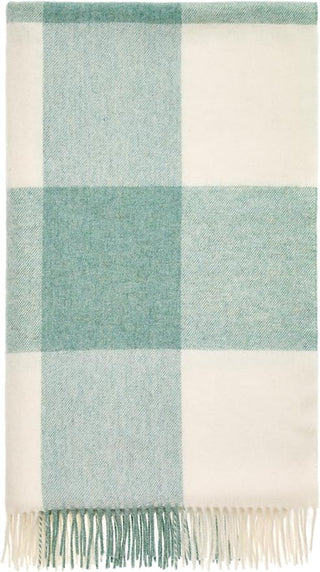 Pastel Block Check Eucalyptus Wool Throw