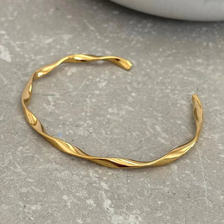 Tarnish Resistant Twisted Open Bangle