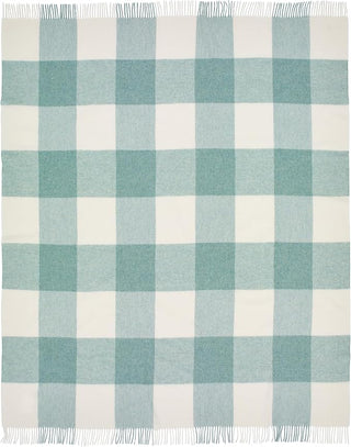 Pastel Block Check Eucalyptus Wool Throw