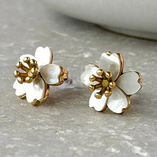 Tarnish Resistant Pearlescent Blossom Studs