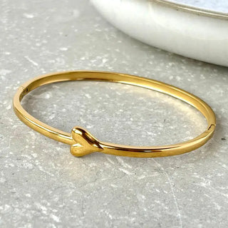 Tarnish Resistant Heart Hinged Bangle