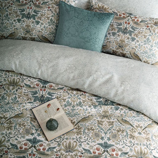 Strawberry Thief Single Duvet Cover Set, Hessian