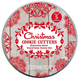 Snowflake Set Of 5 Cookie Cutters In Tin