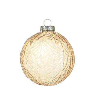 Gold Transparent Embossed Leaves Bauble