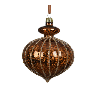 Espresso Beaded Lines Crackle Onion Bauble