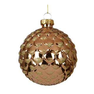 Gloss Pecan Pinecone Design Glass Bauble