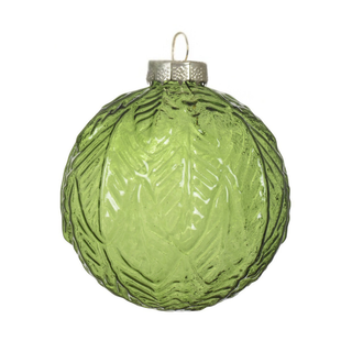 Green Transparent Embossed Leaves Bauble