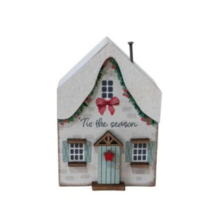 Tis The Season White House Wood Block
