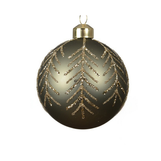Matt Sage Gold Glitter Branch Bauble