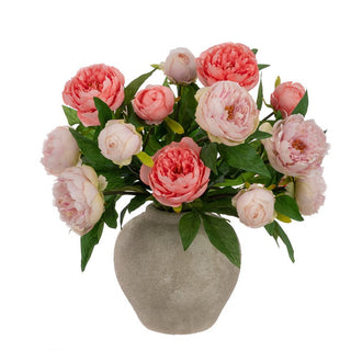 Coral & Blush Peonies in Ceramic Vase