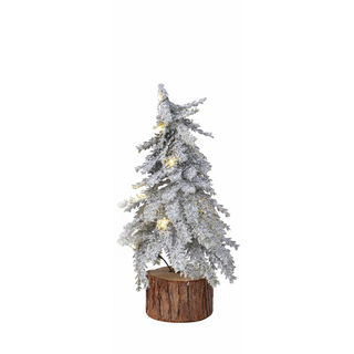 White Frosted Wooden Base Christmas Tree Sml