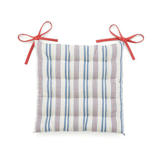 Achill Ticking Stripe Seat Pad Blue/Red