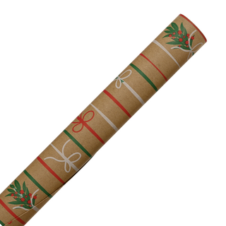 Sprigs & Bows Brown Christmas Wrapping Paper 2m