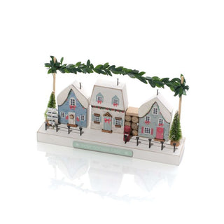Cosy Cottage Lane Street Scene Wood Block