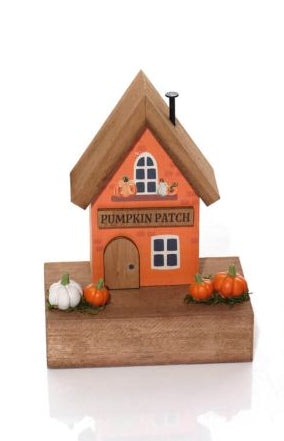 Pumpkin Patch Decoration Wood House Block