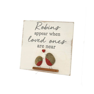 Robins Appear Pebble Plaque