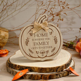 Family Wooden Pumpkin with Easel Plaque