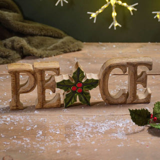 Peace Mango Wood Painted Block