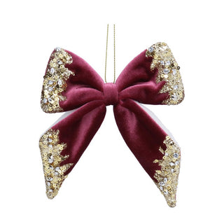 Deep Pink Bow with Gold Trim Velvet Decoration