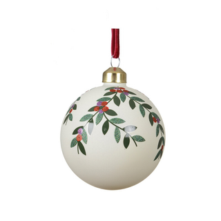 Matt White Trailing Branch with Berries Bauble