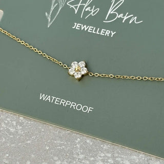 Tarnish Resistant Zirconia White Flower Bracelet