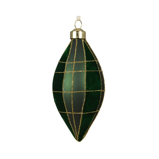 Pine Green Checked with Flocked Stripes Finial
